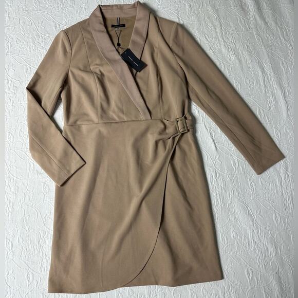 NWT Tommy Hilfiger Shawl-Collar Side-Ruched Dress Size 14 - Picture 3 of 5